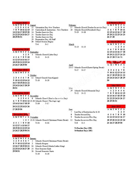 2016 - 2017 Academic Calendar | Bethlehem Area School District ...