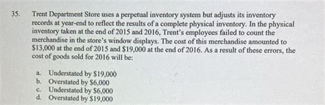 Solved Trent Department Store Uses A Perpetual Inventory Chegg