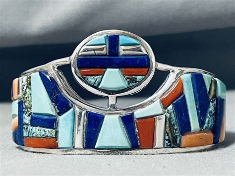 Charles Chee Vintage Navajo Turquoise Inlay Sterling Gem