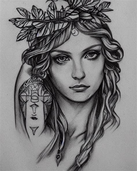 Prompthunt Tattoo Sketch Of Beautiful Greek Goddess Off