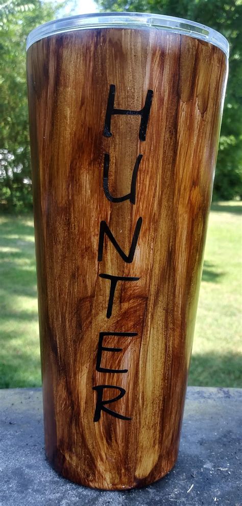 Wood Grain Tumbler Mens Tumbleramerican Flag Wood Grain Etsy