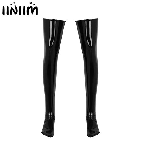 Bas Sexy En Latex Pour Hommes Antid Rapant Pantalon Long En Cuir Pvc