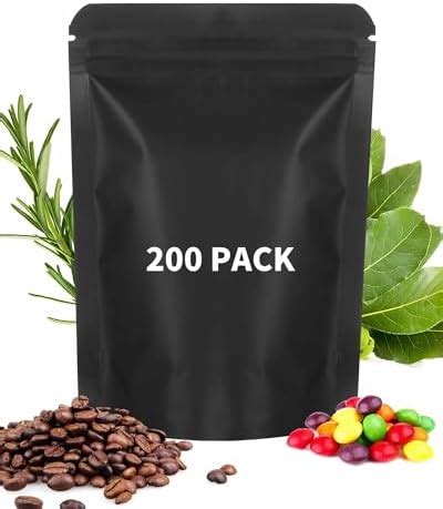 200 Pieces Resealable Mylar Bags Stand Up Foil Pouch For Zip Aluminium