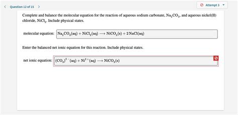 Solved Complete And Balance The Molecular Equation For The Chegg