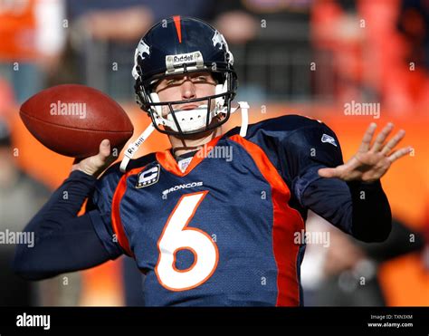 Denver Broncos Qb Jay Cutler Warms Up At Invesco Field At Mile High In