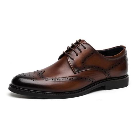 Derbys Homme Oxfords Brogues Homme Chaussure En Cuir Rétro Mariage Business Marron Marron