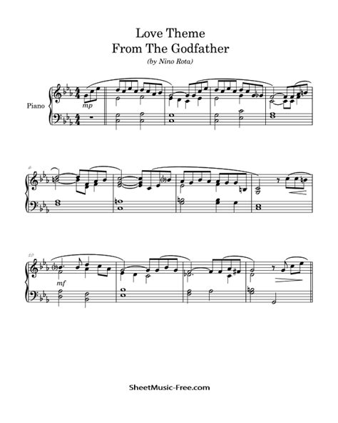 The Godfather Love Theme Piano Sheet Music Nino Rota ♪ Sheetmusic Free