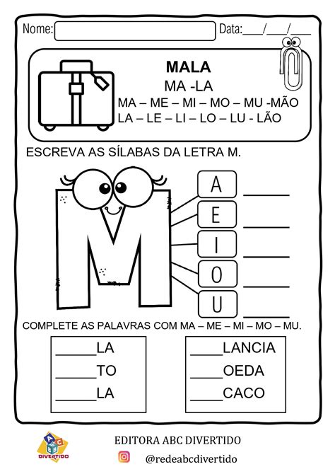 Atividades Letra M Alfabetização RETOEDU