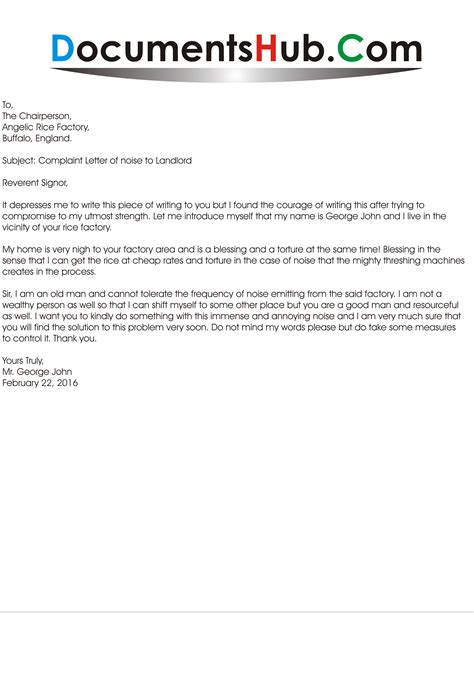 Sample Complaint Letter To Landlord