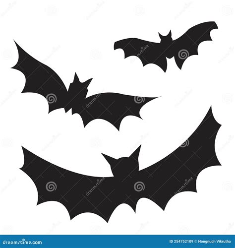 Title Halloween Black Bat Icon Set Bats Silhouettes Halloween Symbol