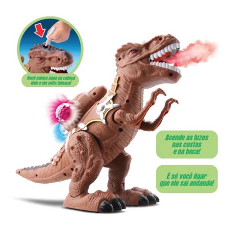 Dinossauro Solta Fuma A Emite Som E Luz Anda Sozinho Bee Toys Em