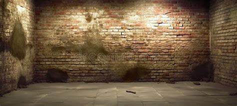 Wooden Floor And Brick Wall For Vintage Wallpaper Hollow Brick Wall For Wallpaper Stock