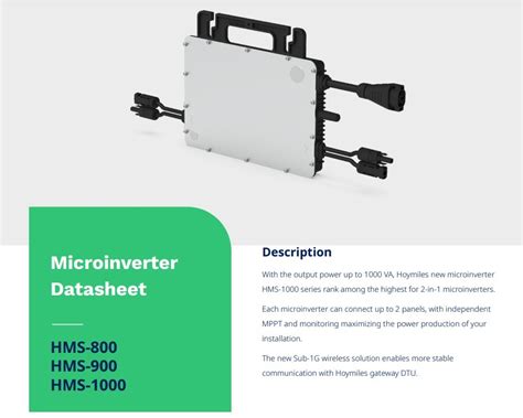 Hoymiles Hms Series Solar Inverter Datasheet Enf Inverter Directory