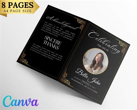 Funeral Programs Template Obituary Template for Funeral - Etsy