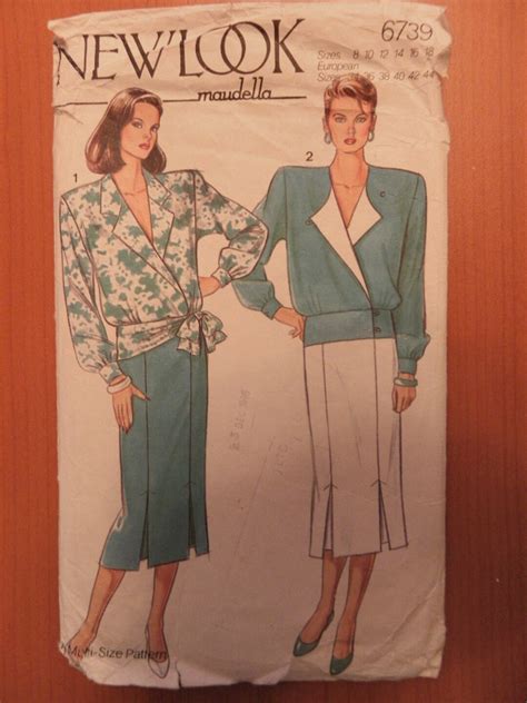 1980s New Look Maudella 6739 Sewing Pattern Ladies Skirt Jacket Blouse Cut Size 18 8 18 Size 8