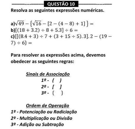 Resolva As Seguintes Express Es Num Ricas Brainly Br