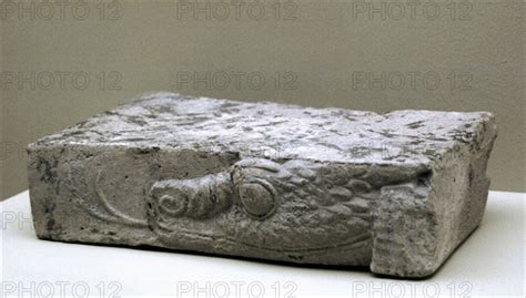 Fragment Of Baked Clay Brick Moulded And Unglazed Photo Universal