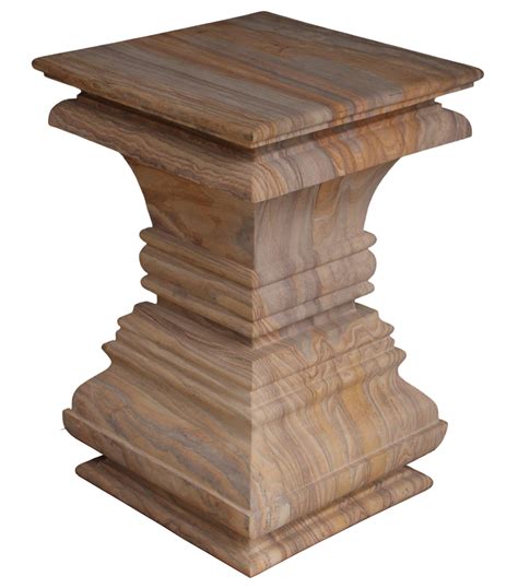 Modern Square Architectural Pedestal Side Table In Rainbow Teakwood