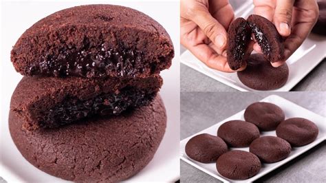 Eggless Choco Fill Cookies Recipe Chocolate Lava Cookies Chocolate Biscuit Recipe Noven