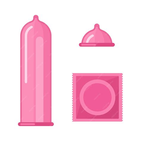 Condom Vector Illustration In Flat Style Of Different Types Of Condoms