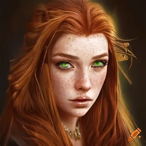 Portrait Of An Auburn Haired Elven Woman On Craiyon