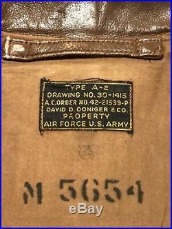 United States Air Force Original 1942 WWII A 2 Leather Goatskin