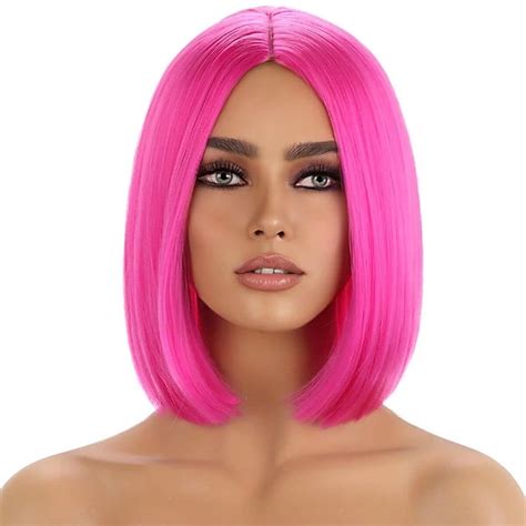 Hot Pink Wig For Women Hot Pink Bob Wig Short Straight Magenta Wig