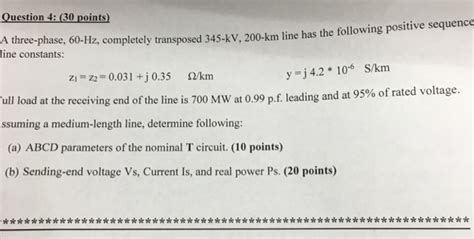 Solved A Three Phase Hz Completely Transposed Kv Chegg