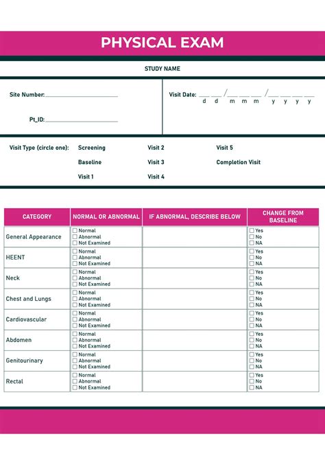 Free Physical Exam Form