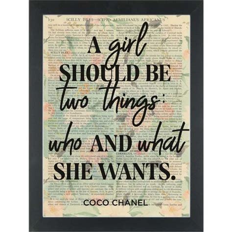 Coco Chanel Quote Wall Art A Girl Should Be Two Things Flowers Print