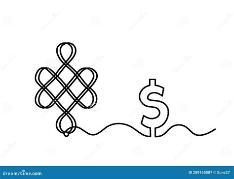 Sign Of Endless Auspicious Question Mark With Dollar As Line Drawing On