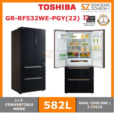 Toshiba GR RF532WE PGY 22 582L FRENCH DOOR DUAL INVERTER REFRIGERATOR