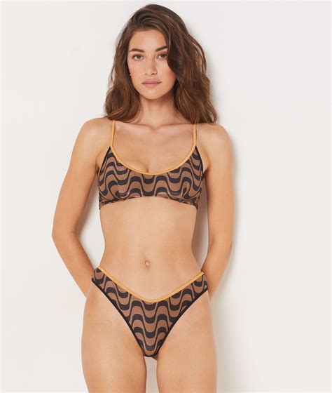 Brazilian High Leg Bikini Bottom Magic Sepia Imp Fd Marron Etam