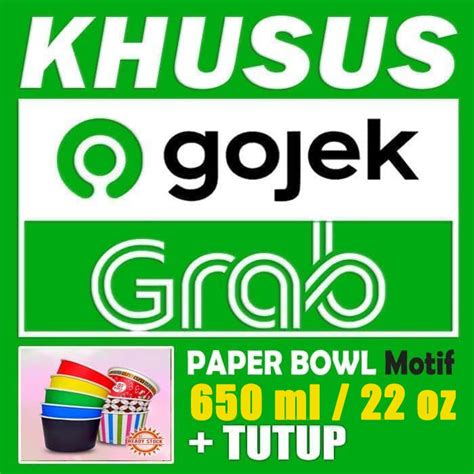 Jual Paper Bowl Motif Ml Oz Tutup Khusus Grab Gojek Shopee