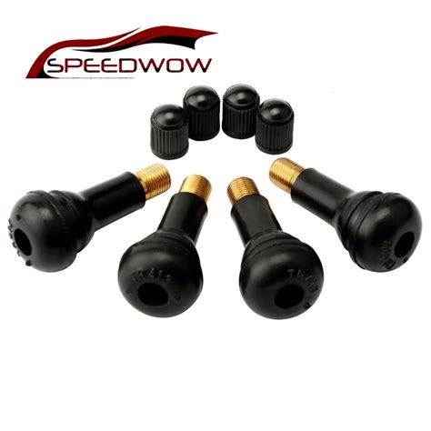 Speedwow 4pcs Car Styling Tr413 Snap In Tire Valve Stems Short Black