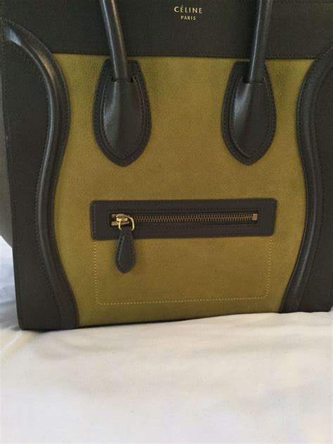 Celine Tri Color Mini Luggage Back Suede Nubuck Leath Gem