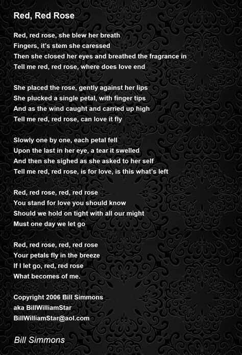 Red, Red Rose by Bill Simmons - Red, Red Rose Poem