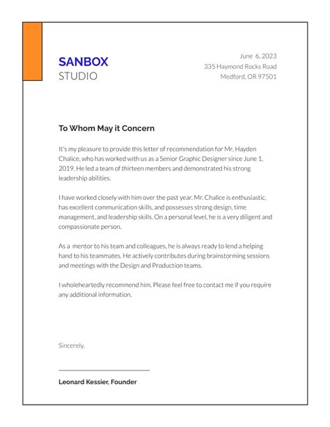 Letter Of Recommendation Template 8 Professional Letter Of Hot Sex