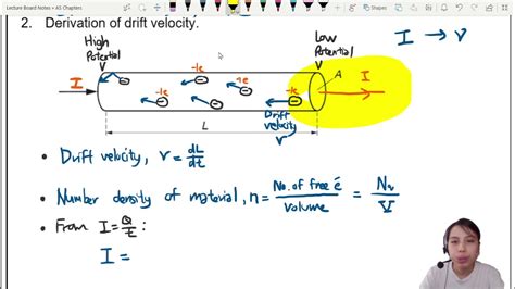 9 1b Current In Conductors Drift Velocity As Electricity Cambridge A Level Physics Youtube