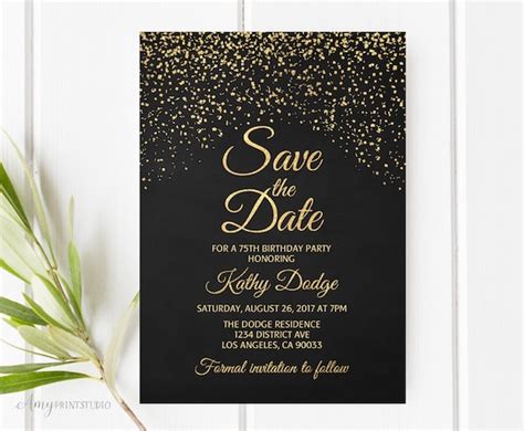 Save The Date Birthday Save The Date Gold Save The Date Etsy Australia