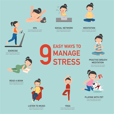 Easy ways to manage stress,infographic,illustration 3204421 Vector Art