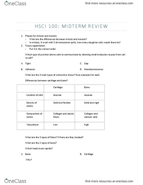 Hsci Midterm Review And Practice Testing Oneclass