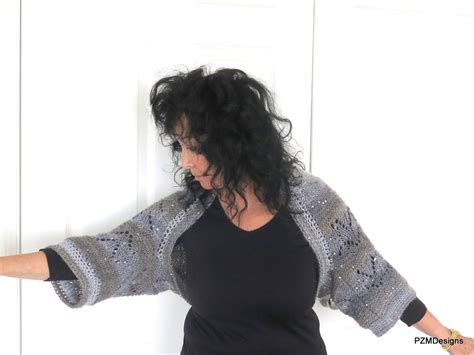 Grey Sequin Plus Size Layering Shrug Pzm Designs