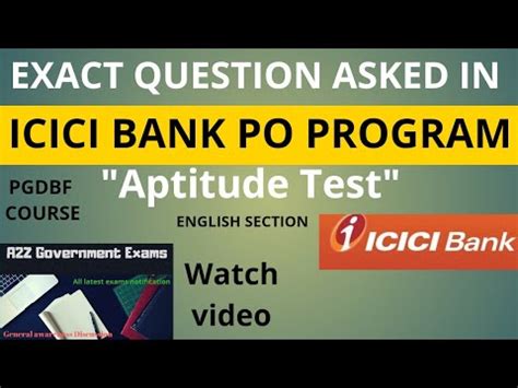 ICICI BANK PO PROGRAM 2020 APTITUDE TEST QUESTIONS ICICI BANK PGDBF