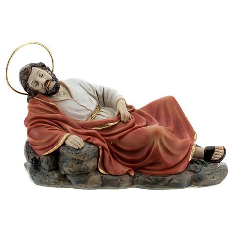 Sleeping St Joseph Statue Set With Angel 15 Cm Resin Online Sales On