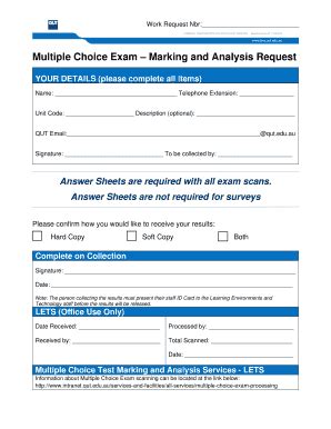 Fillable Online Ask Qut Edu Multiple Choice Exam Marking And Analysis