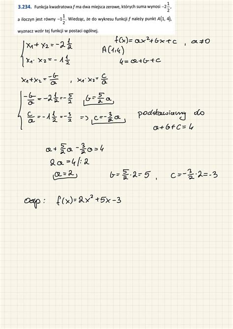 Powtórka przed maturą matematyka zadania 3 234 Funkcja kwadratowa f