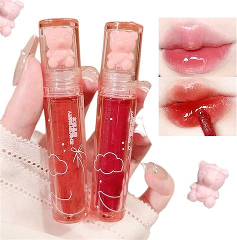 Alisesun 4 Pcs Fruit Roll On Lip Gloss Set Clear Lip Gloss Crystal Jelly Liquid