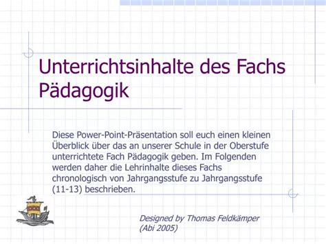 Ppt Unterrichtsinhalte Des Fachs P Dagogik Powerpoint Presentation