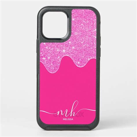 Pink Glitter Phone Case With Monogrammed Initials